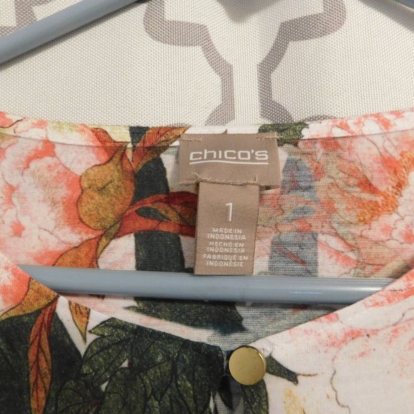 Chico's Multi-Pattern Scoop Neck 3/4 Sleeve Top - EUC - 1/M - Picture 3 of 3